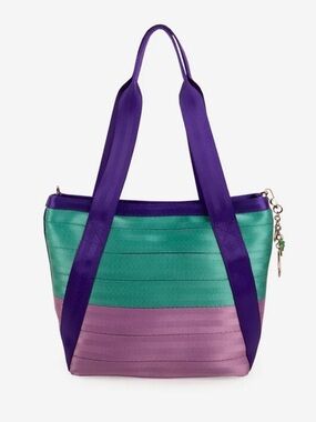 Harveys Seatbelt Bag Green & Lavender Tote with Purple Handles Mermaid Summer